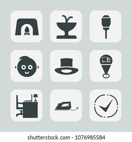 Premium set of fill icons. Such as map, business, kid, statue, warm, fountain, lamp, electricity, sign, baby, fire, metal, winter, holiday, landmark, iron, work, red, interior, office, table, child