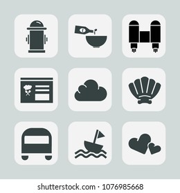 Premium set of fill icons. Such as sea, protection, food, red, department, science, cuisine, street, dinner, emergency, valentine, water, fire, galaxy, nature, equipment, meal, wine, craft, sailboat