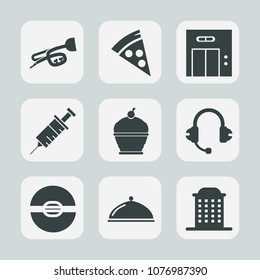 Premium set of fill icons. Such as dentistry, meal, musical, modern, sweet, service, clinic, music, dinner, wall, dentist, pie, cheese, lunch, transportation, pastry, floor, house, building, trumpet