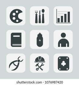 Premium set of fill icons. Such as medical, male, cooking, object, sign, brush, literature, data, book, dentist, game, art, foreman, chart, clinic, graph, man, textbook, spoon, concept, kitchen, boy