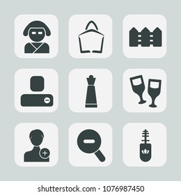 Premium set of fill icons. Such as social, oriental, kimono, asian, piece, chess, buy, geisha, culture, sale, member, japanese, king, wooden, alcohol, mascara, contact, beautiful, object, account, 