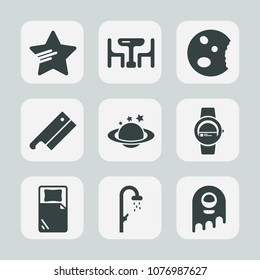 Premium set of fill icons. Such as family, home, food, shape, ufo, happy, dinner, watch, table, smart, alien, steel, chocolate, water, cupcake, nature, shower, success, planet, gadget, cookie, kitchen
