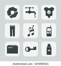 Premium set of fill icons. Such as information, chocolate, baby, food, sound, clothing, water, doughnut, paper, file, faucet, kitchen, muffin, business, perfume, note, cupcake, pants, mobile, cell