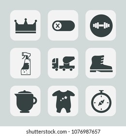 Premium set of fill icons. Such as breakfast, mixer, concrete, weight, north, teapot, electricity, baby, tea, deactivate, leather, fashion, hot, dumbbell, drink, clothing, child, fitness, bottle, kid