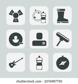 Premium set of fill icons. Such as bucket, equipment, account, roller, person, boot, cooler, wear, cleaner, brush, clothing, footwear, water, fashion, leather, delete, add, paint, user, clean, broom