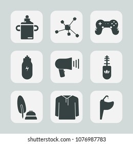 Premium set of fill icons. Such as jacket, nutrition, eating, joystick, ink, gaming, science, healthy, bottle, atom, mascara, lifestyle, sink, structure, pen, milk, white, chemistry, water, button
