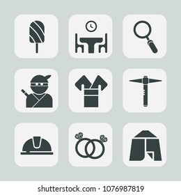 Premium set of fill icons. Such as home, cold, summer, glass, woman, engagement, ninja, frozen, kitchen, ice, romance, time, hammer, man, stick, japanese, tent, traditional, travel, ring, diamond, hat