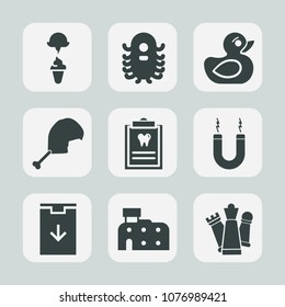 Premium set of fill icons. Such as sweet, sign, fiction, city, dentist, dental, strategy, dessert, chicken, space, patient, humanoid, game, magnetic, king, download, ufo, magnet, creature, house, meat