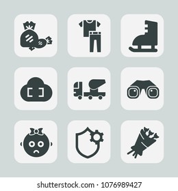 Premium set of fill icons. Such as cloth, lolly, collection, ice, concrete, colorful, child, binocular, clothes, mixer, sport, dessert, floral, sweet, flower, equipment, cloud, shirt, kid, activity