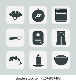 Premium set of fill icons. Such as traditional, heat, fire, appliance, identity, fan, lamp, north, fashion, south, compass, animal, candle, domestic, decoration, bowl, ocean, japan, nature, elegant