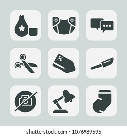 Premium set of fill icons. Such as white, discount, speech, baby, rice, talk, knife, table, photo, bubble, tool, price, care, cutlery, nappy, seafood, restaurant, childhood, food, clothes, socks, fish