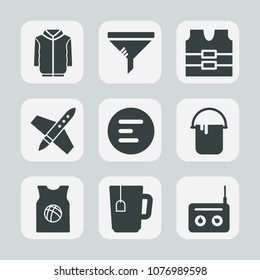Premium set of fill icons. Such as safety, interior, painter, construction, space, equipment, basketball, sound, music, paint, shirt, color, dirty, sport, clothing, craft, vest, technology, button