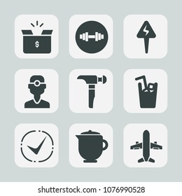 Premium set of fill icons. Such as breakfast, fitness, sport, cold, medicine, hammer, transportation, plane, pack, travel, box, treatment, airplane, electric, medical, energy, clinic, dentistry, check