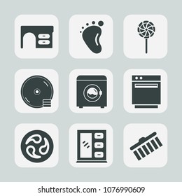Premium set of fill icons. Such as sweet, work, collection, housework, cute, mon, baby, notebook, computer, oven, food, brush, interior, space, shape, disc, japanese, candy, appliance, table, stroke