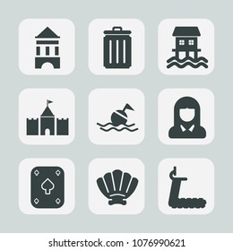 Premium set of fill icons. Such as garbage, security, emergency, boat, ship, recycling, transport, girl, game, face, help, tower, rescue, young, play, seashell, sport, travel, ring, buoy, nature, can