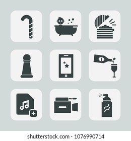 Premium set of fill icons. Such as colorful, communication, grunge, boy, mobile, chess, add, phone, king, coffee, red, chef, piece, kid, food, glass, striped, baby, restaurant, game, technology, cute