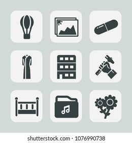 Premium set of fill icons. Such as medicine, bed, flower, white, house, helmet, spring, parachute, paper, image, picture, file, photo, child, construction, architecture, fly, transportation, floral