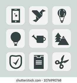 Premium set of fill icons. Such as forest, cut, shipping, phone, parachute, geometric, display, air, graphic, extreme, parachuting, gardening, object, creative, plant, landscape, jump, equipment, box