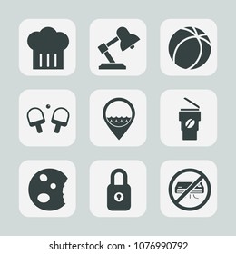 Premium set of fill icons. Such as sign, competition, equipment, location, player, cake, flying, furniture, work, lock, kick, game, object, security, white, dessert, coffee, table, goal, sport, lamp