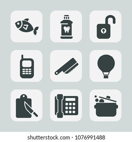 Premium set of fill icons. Such as kitchen, unlock, parachute, toothbrush, key, web, cutlery, paste, technology, mobile, tooth, health, food, call, communication, extreme, animal, restaurant, table