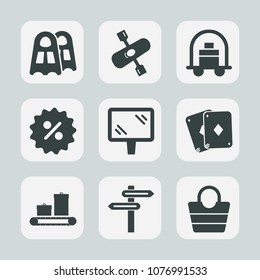 Premium set of fill icons. Such as fashion, luggage, billboard, baggage, equipment, canoe, shop, water, trolley, sport, discount, coupon, hotel, percent, kayaking, bag, sale, activity, service, street