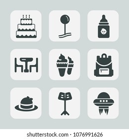 Premium set of fill icons. Such as spacecraft, space, map, childhood, cream, style, musical, kid, pastry, sign, web, delicious, ice, cake, sugar, home, dinner, school, headwear, pie, bottle, healthy