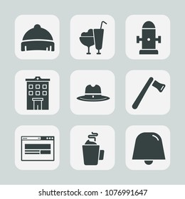 Premium set of fill icons. Such as cup, baseball, food, ice, fire, headwear, strawberry, web, cone, head, tool, water, clothing, hat, hammer, street, building, construction, business, drink, hydrant