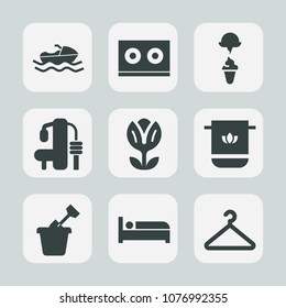 Premium set of fill icons. Such as cloth, sea, hanger, gym, ocean, audio, vessel, marine, bed, soft, media, sandbox, food, summer, sand, music, ice, play, child, transport, bathroom, transportation