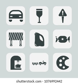 Premium set of fill icons. Such as white, truck, glass, sweet, web, winery, exclamation, hazard, palette, drink, background, beverage, automobile, caffeine, car, alcohol, drawing, bottle, coffee, road
