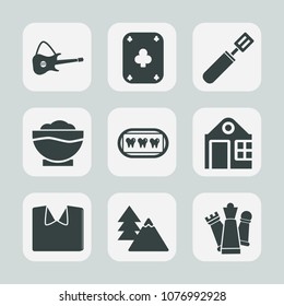 Premium set of fill icons. Such as concert, guitar, dental, game, real, sound, environment, building, business, card, restaurant, coffee, healthy, king, kitchen, rock, cooking, landscape, fashion, top