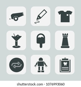 Premium set of fill icons. Such as pen, chess, office, cocktail, stationery, glass, patient, business, replace, technology, food, gun, clothes, shirt, icecream, dentist, weapon, cannon, pencil, bar