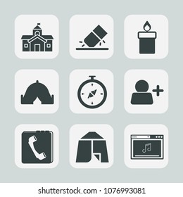 Premium set of fill icons. Such as summer, erasing, internet, adventure, north, white, sign, decoration, building, candlelight, school, university, glowing, outdoor, account, online, map, city, phone