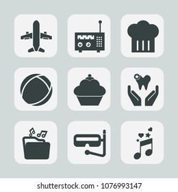 Premium set of fill icons. Such as food, object, sweet, ball, bakery, water, dentist, mask, summer, air, plane, web, health, music, sound, file, muffin, background, equipment, dental, hat, travel, sea