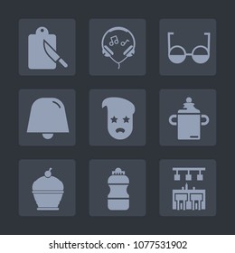Premium set of fill icons. Such as fork, plastic, retro, food, pie, cake, sign, graphic, cutlery, fashion, knife, dinner, modern, earphone, music, dessert, listen, lens, technology, headset, headphone