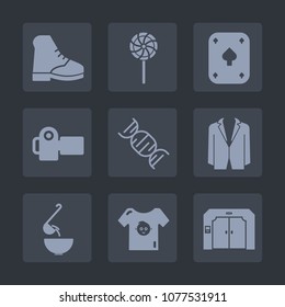 Premium set of fill icons. Such as casino, gambling, game, suit, boot, photography, dna, wear, sweet, food, lolly, kid, equipment, clothes, meal, dinner, clothing, colorful, picture, dessert, card