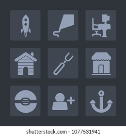 Premium set of fill icons. Such as restaurant, city, marine, rocket, space, building, childhood, happy, kid, account, leisure, office, estate, shop, house, ball, top, sky, business, sale, knife, real