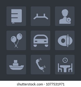 Premium set of fill icons. Such as stand, boat, business, page, account, food, family, book, call, object, paper, vessel, balloon, notebook, network, person, telephone, textbook, dinner, ship, user