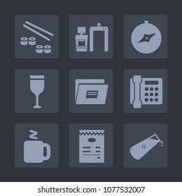 Premium set of fill icons. Such as sushi, seafood, equipment, menu, red, science, map, machine, sign, drink, chemistry, file, alcohol, travel, document, bottle, chemical, diagnostic, cup, rice, wine