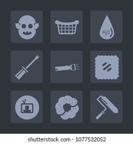 Premium set of fill icons. Such as drink, container, letter, lamp, television, white, dessert, work, mail, paint, sweet, character, repair, cake, science, alien, drop, ufo, fiction, screen, tv, market