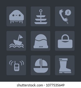 Premium set of fill icons. Such as contact, ocean, ufo, boat, character, yacht, support, ship, extraterrestrial, telephone, sail, monster, leather, hat, space, dinner, fashion, cap, humanoid, phone