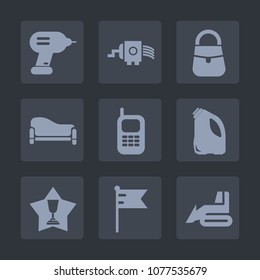 Premium set of fill icons. Such as tool, work, couch, mobile, kitchen, flag, object, grater, home, award, construction, cuisine, sofa, equipment, america, can, achievement, cheese, communication, bag