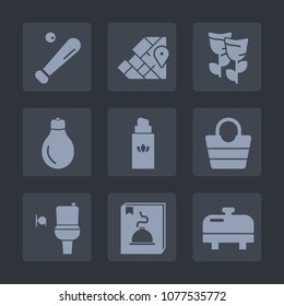 Premium set of fill icons. Such as map, restroom, heater, wc, baseball, power, atlas, spring, fashion, leather, american, object, league, bathroom, travel, field, boiler, ball, equipment, style, white