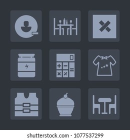 Premium set of fill icons. Such as sign, protective, calculator, remove, food, element, nutrition, jacket, safety, child, chair, baby, plate, business, furniture, coffee, table, closed, user, dinner