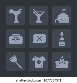 Premium set of fill icons. Such as child, igloo, clothing, cold, bag, martini, object, kitchen, leather, government, clothes, party, beverage, food, background, cocktail, building, shelter, doughnut