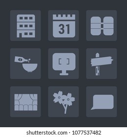 Premium set of fill icons. Such as food, date, flower, speech, house, arrow, business, wine, technology, timetable, day, monitor, tank, underwater, blossom, architecture, cherry, computer, pressure