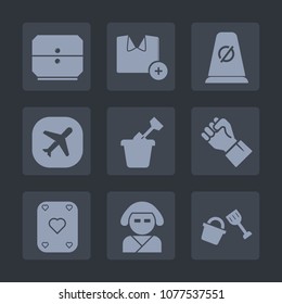 Premium set of fill icons. Such as hand, street, furniture, air, kimono, fashion, blank, travel, aircraft, transportation, model, finger, business, template, background, drawer, bucket, flight, play
