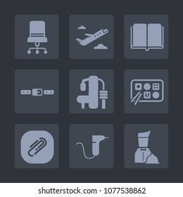 Premium set of fill icons. Such as furniture, travel, knowledge, literature, flight, sport, airport, paper, aircraft, clinic, restaurant, food, waiter, comfortable, drill, style, buckle, clip, trip