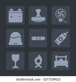 Premium set of fill icons. Such as fireplace, electric, cooling, clothing, certificate, fashion, full, medicine, post, heat, baseball, emergency, hot, ventilator, charge, wine, sign, glass, hat, cap