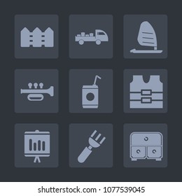 Premium Set Of Fill Icons. Such As Cold, Surfer, Delivery, Glass, Sign, Safety, Graphic, Fork, Fence, Drawer, Transport, Man, Liquid, Board, Water, Sport, Van, Document, Dinner, Transportation, Wind