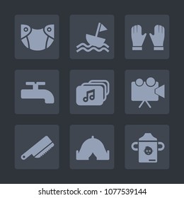 Premium set of fill icons. Such as cutlery, adventure, white, table, diaper, crane, sign, background, protection, nautical, childhood, video, plastic, child, sailboat, screen, milk, outdoor, glove